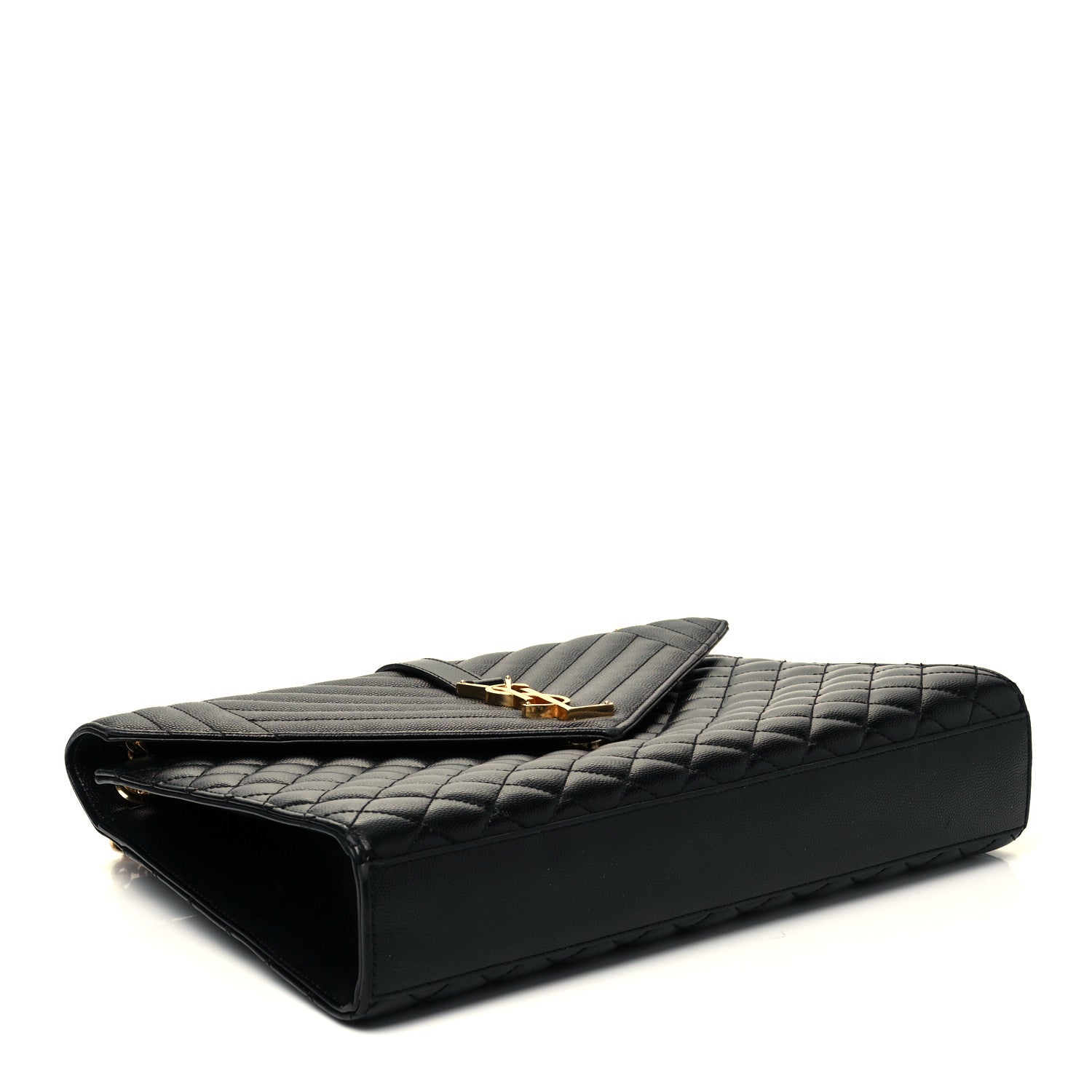 Saint Laurent Grain De Poudre Textured Mixed Matelasse Large Triquilt Monogram Satchel Black 3 of 7