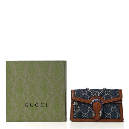 Gucci New Denim GG Monogram Dollar Calfskin Enamel Super Mini Dionysus Shoulder Bag Blue Tea Cuir Epilog Electric Blue 12 of 12