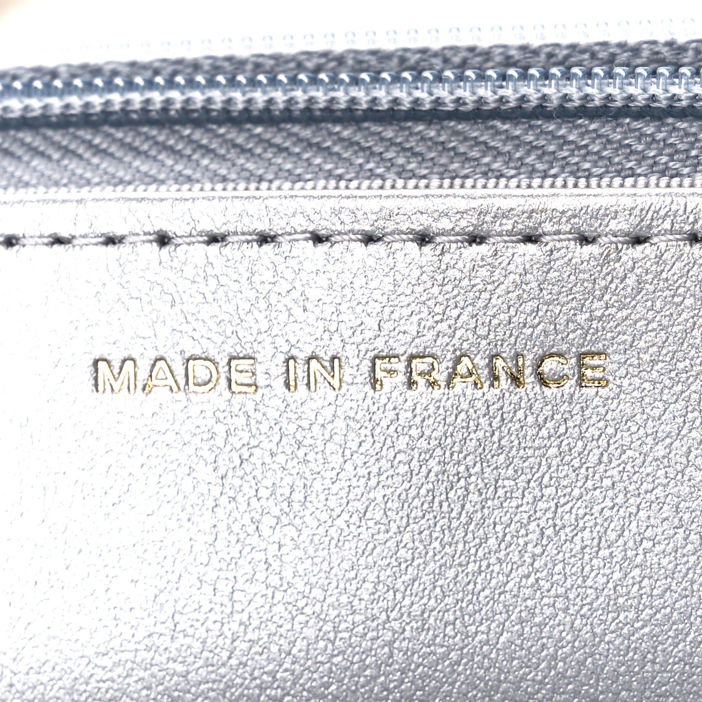 Iridescent Goatskin Quilted Wallet On Chain WOC Silver