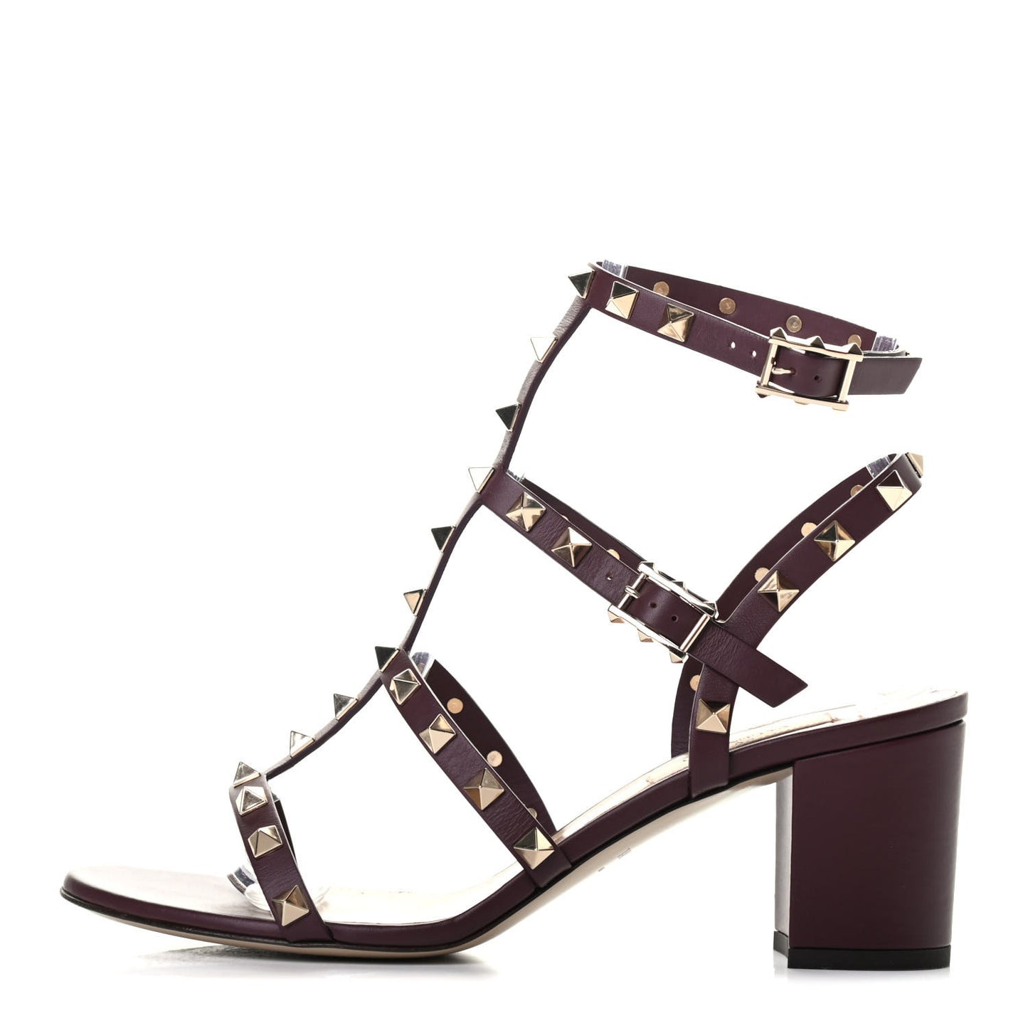 Calfskin Rockstud 60mm City Sandals 38 Rubin