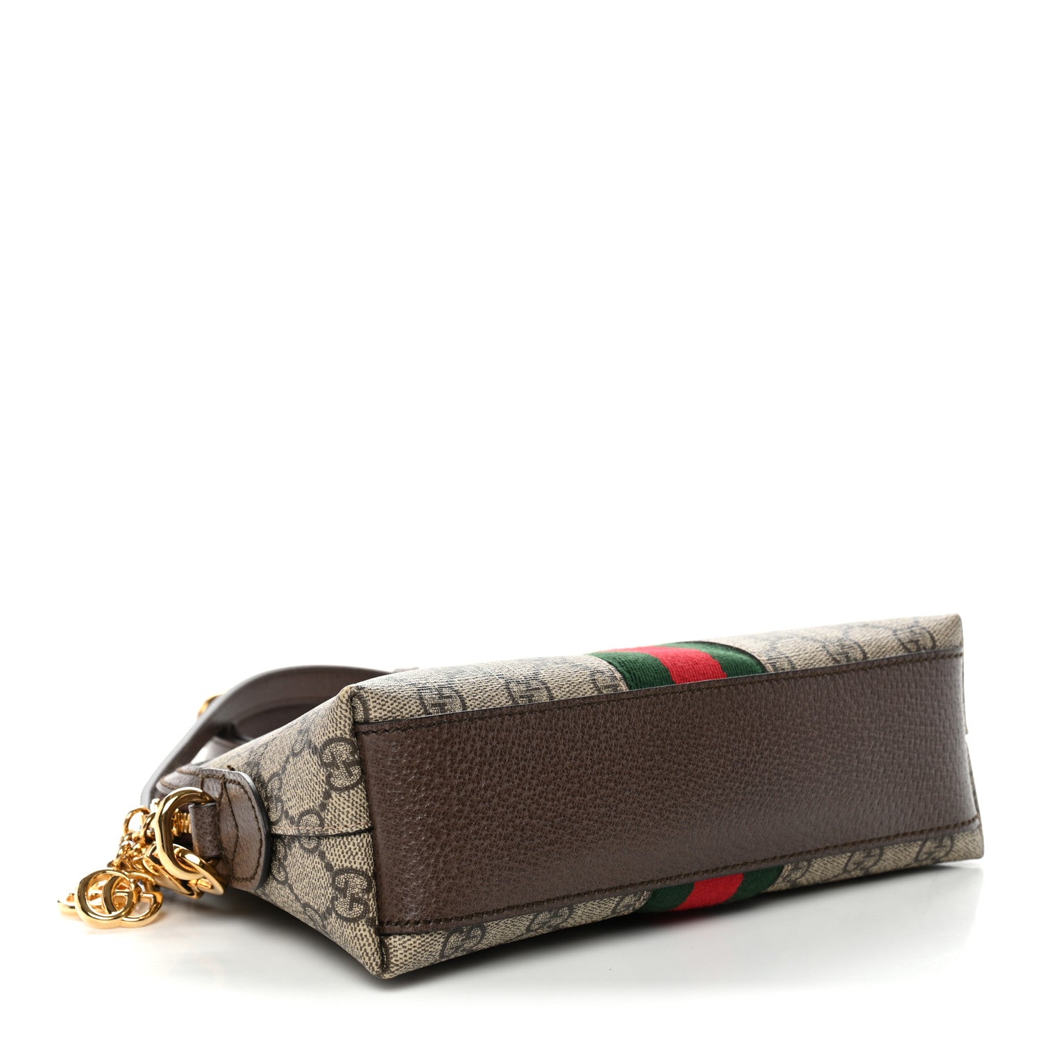 Gucci GG Supreme Monogram Textured Dollar Calfskin Web Small Ophidia Dome Shoulder Bag Beige Ebony New Acero 4 of 11