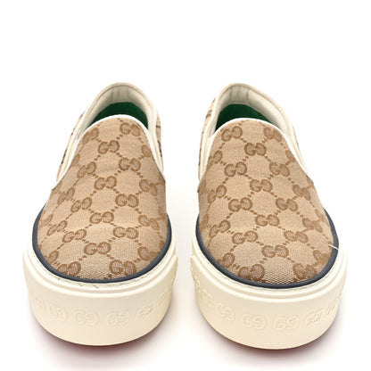 Gucci GG Monogram Womens 1977 Tennis Slip On 30mm Sneakers 38.5 Beige Ebony Mystic White 2 of 9