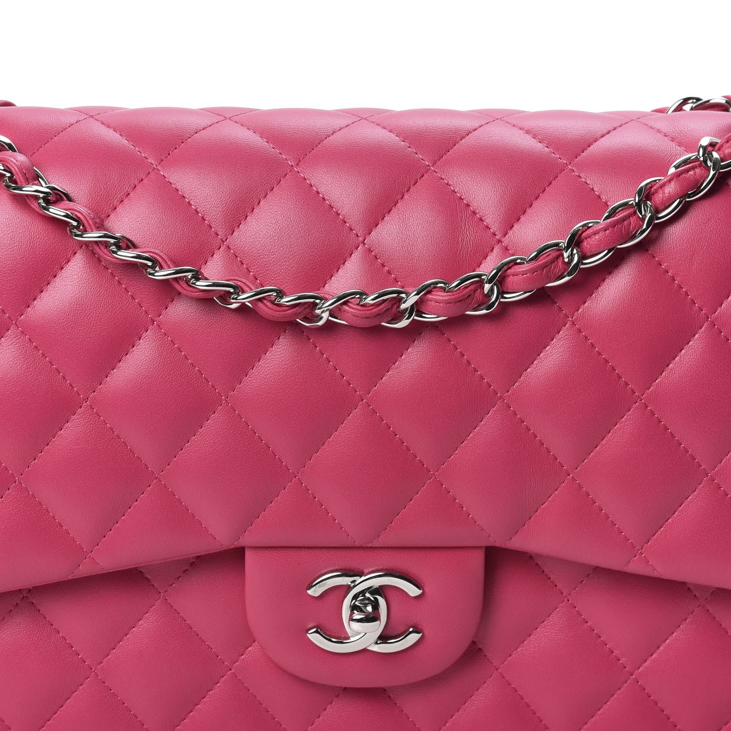 Chanel Lambskin Quilted Jumbo Double Flap Dark Pink 9 of 9