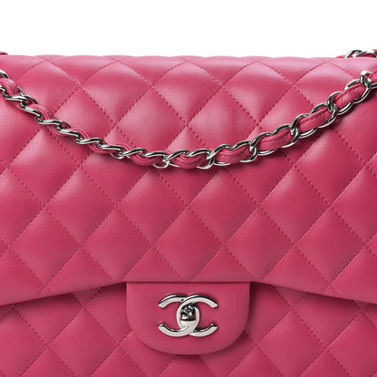 Chanel Lambskin Quilted Jumbo Double Flap Dark Pink 9 of 9