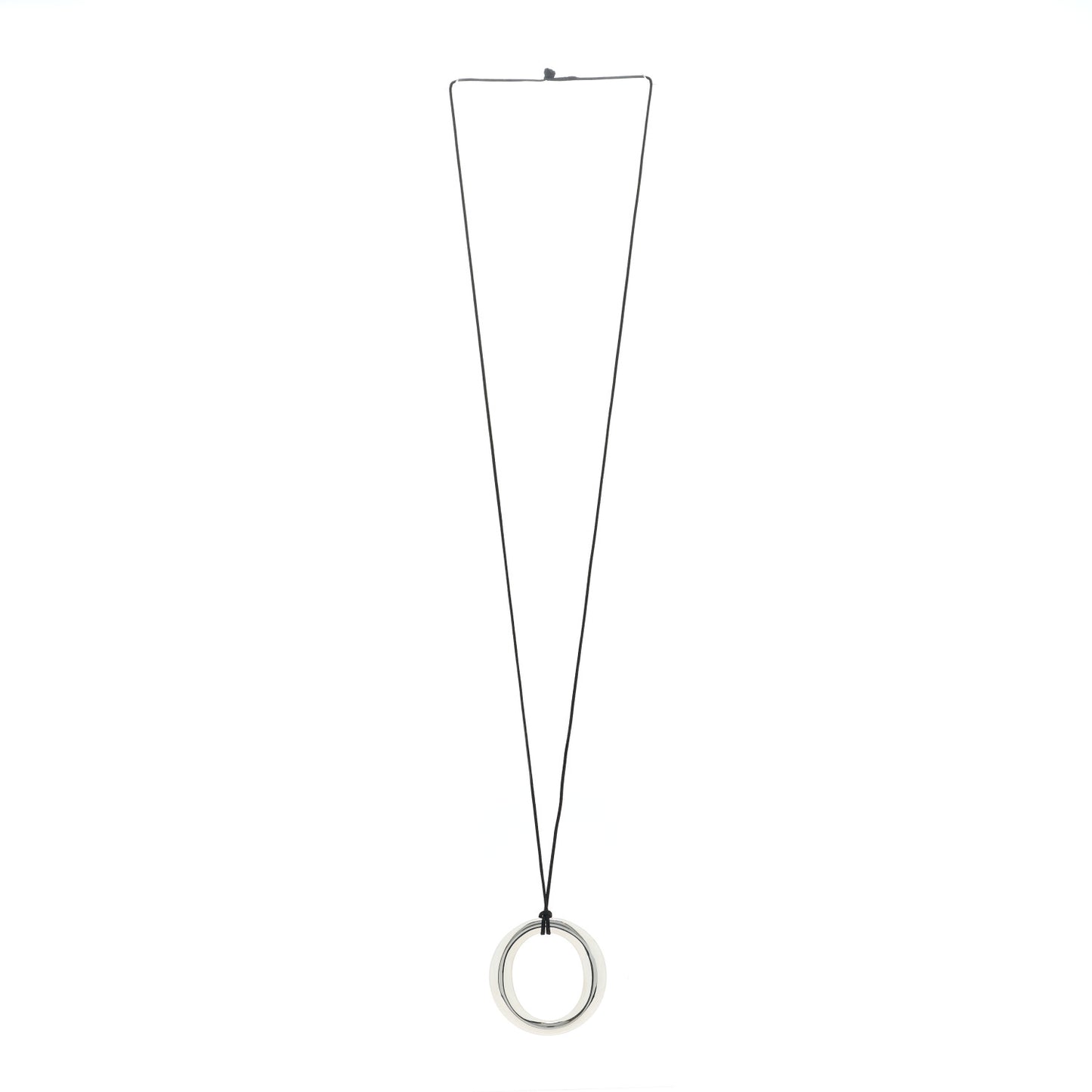 Sterling Silver Large Elsa Peretti Sevillana Pendant Cord Necklace