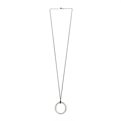 Tiffany Sterling Silver Large Elsa Peretti Sevillana Pendant Cord Necklace 3 of 4