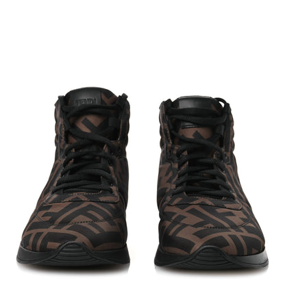 Fendi Nylon FF Reloaded High Top Sneakers 41 Tobacco Black 3 of 10