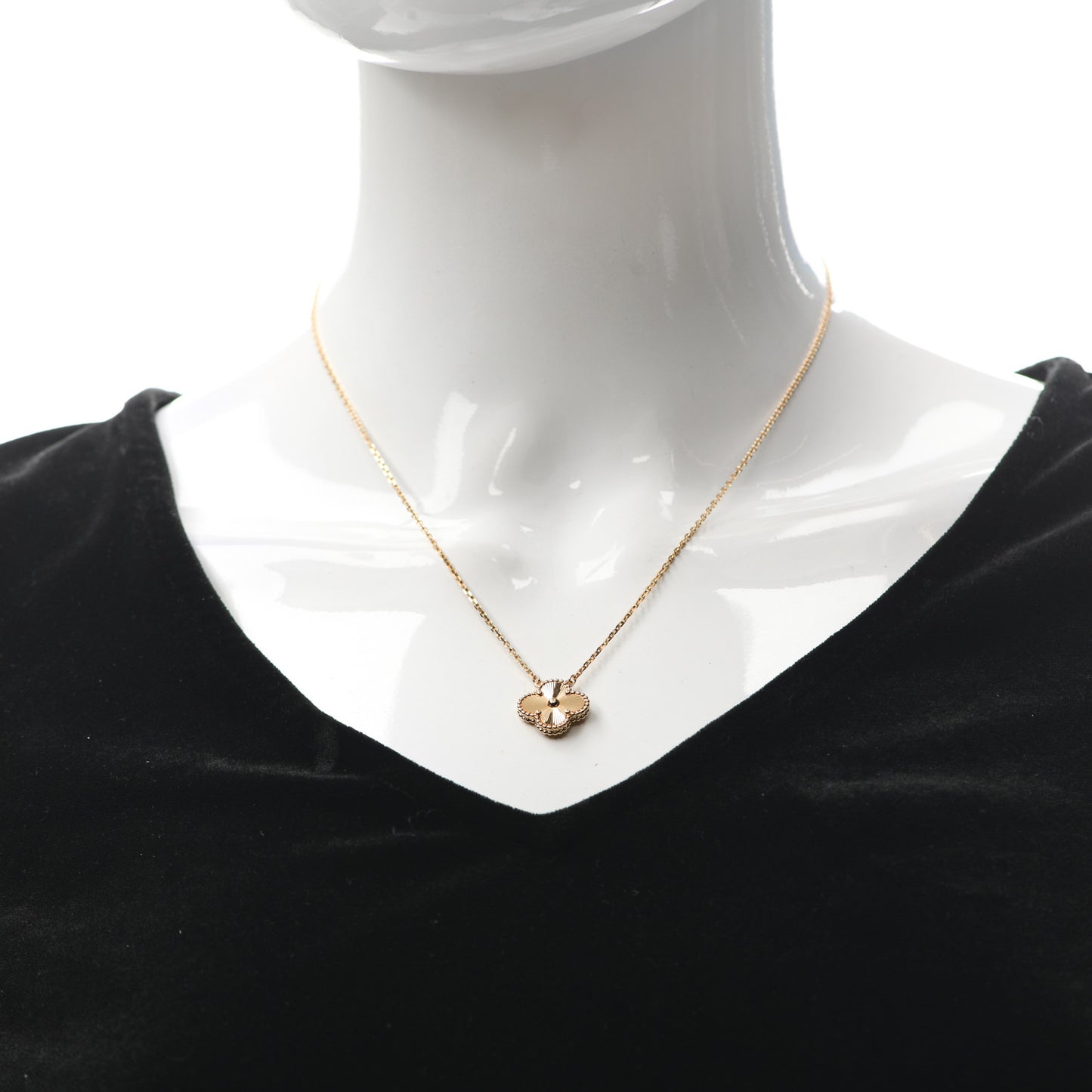 18K Yellow Gold Guilloche Vintage Alhambra Pendant Necklace