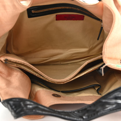 Valentino Garavani Straw Lace Bow Hobo Black 5 of 11