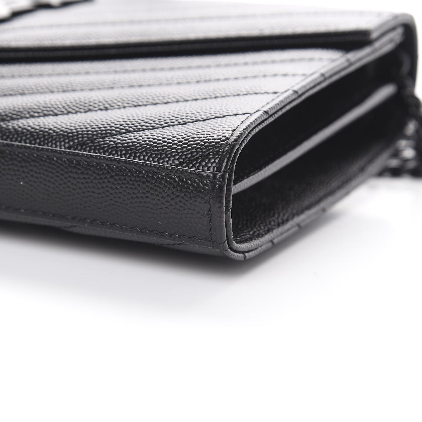 Grain De Poudre Matelasse Chevron Monogram Chain Wallet Black