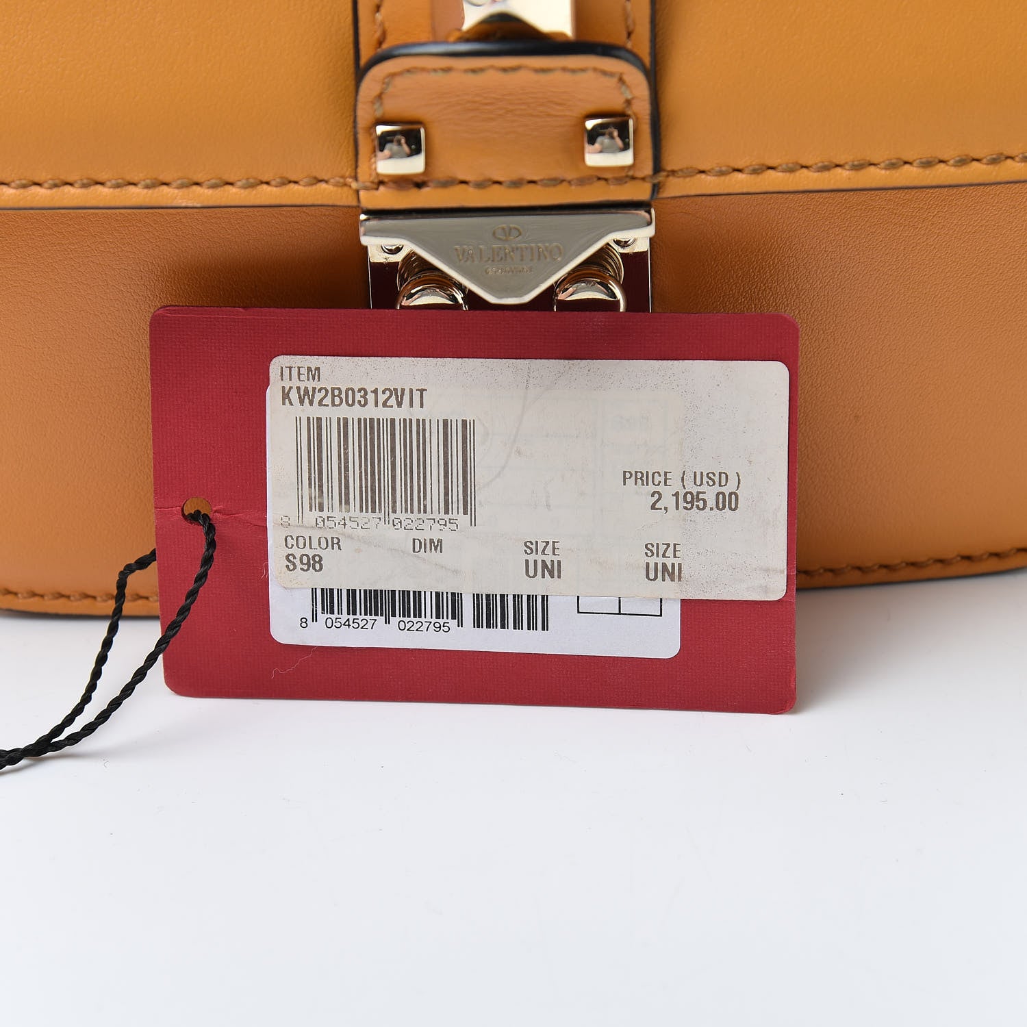 Valentino Garavani Vitello Small Glam Lock Rockstud Flap Mandarin Sorbet 10 of 10