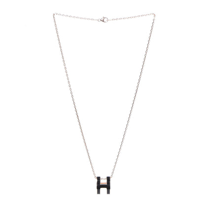 Hermes Lacquered Rose Gold Pop H Pendant Necklace Black 3 of 6