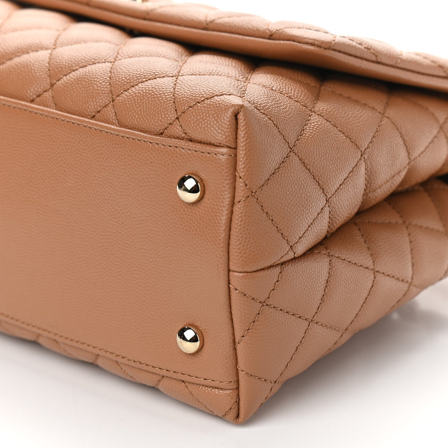 Caviar Quilted Small Coco Handle Flap Brown