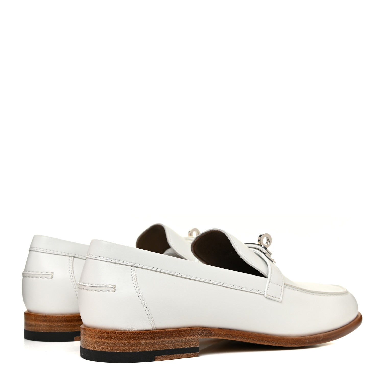 Hermes Calfskin Womens Destin Loafer 37 White 5 of 9