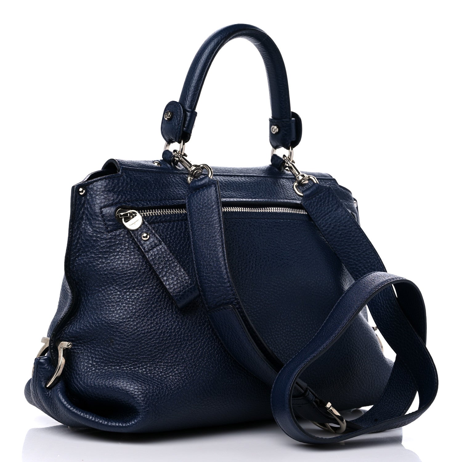Salvatore Ferragamo Calfskin Medium Sofia Satchel Navy 3 of 15