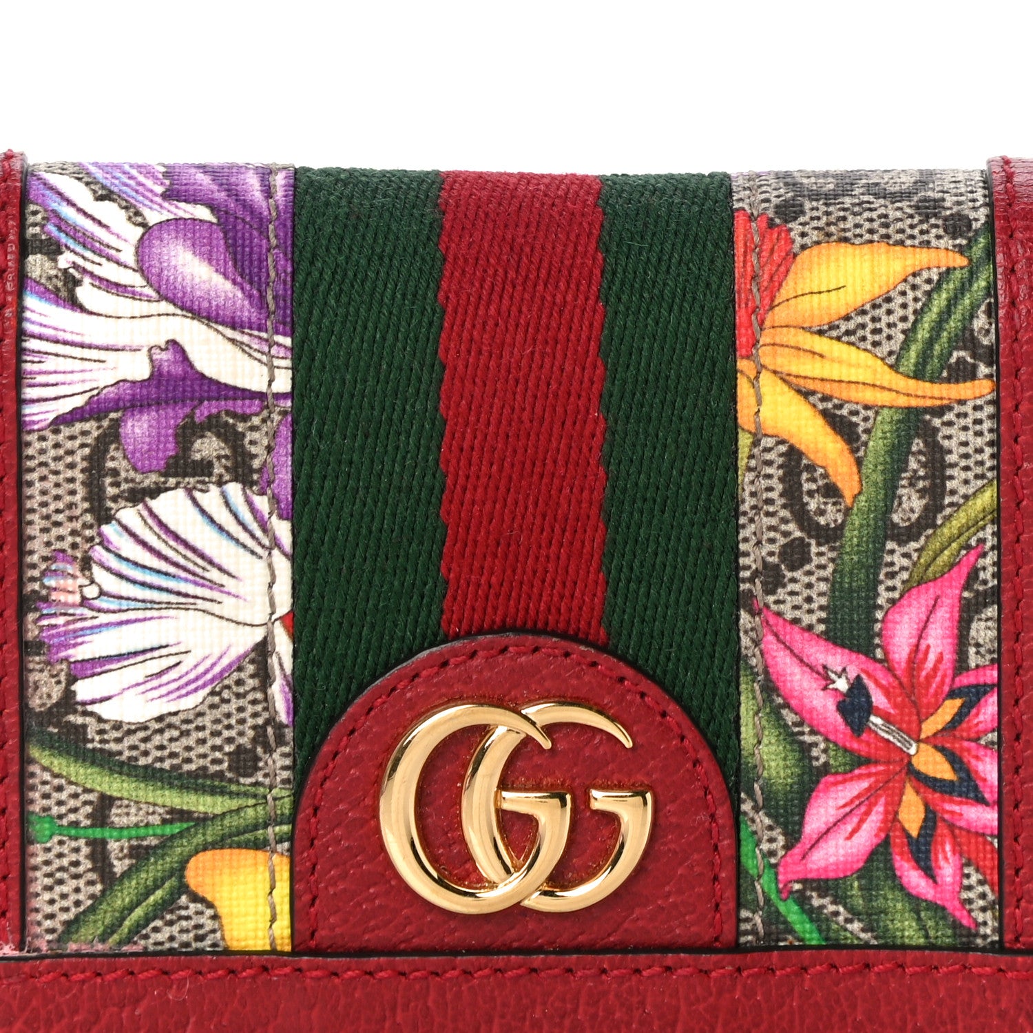 Gucci GG Supreme Monogram Flora Web Ophidia Card Case Red 7 of 10