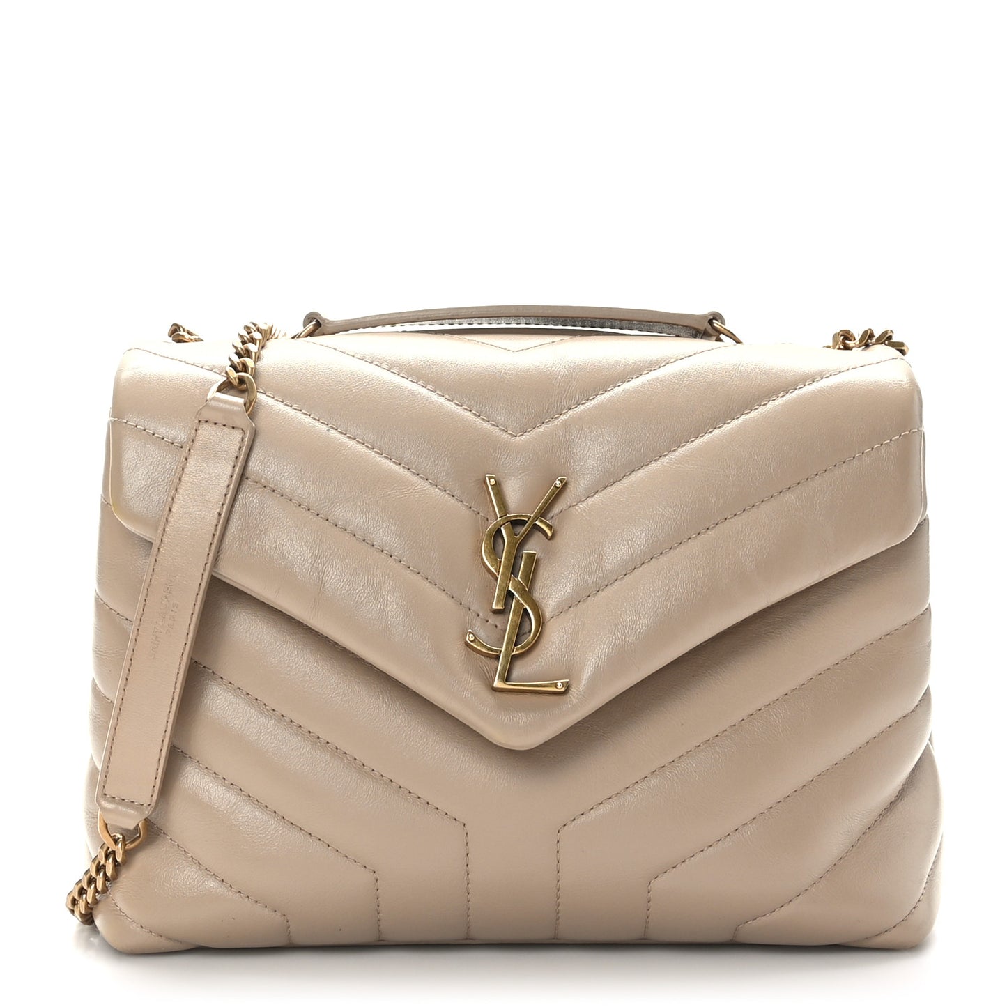 Calfskin Y Quilted Monogram Small Loulou Chain Satchel Dark Beige