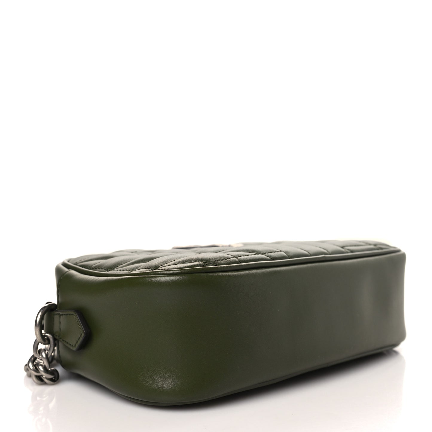 Calfskin Matelasse Aria Small GG Marmont Chain Shoulder Bag Military Wood