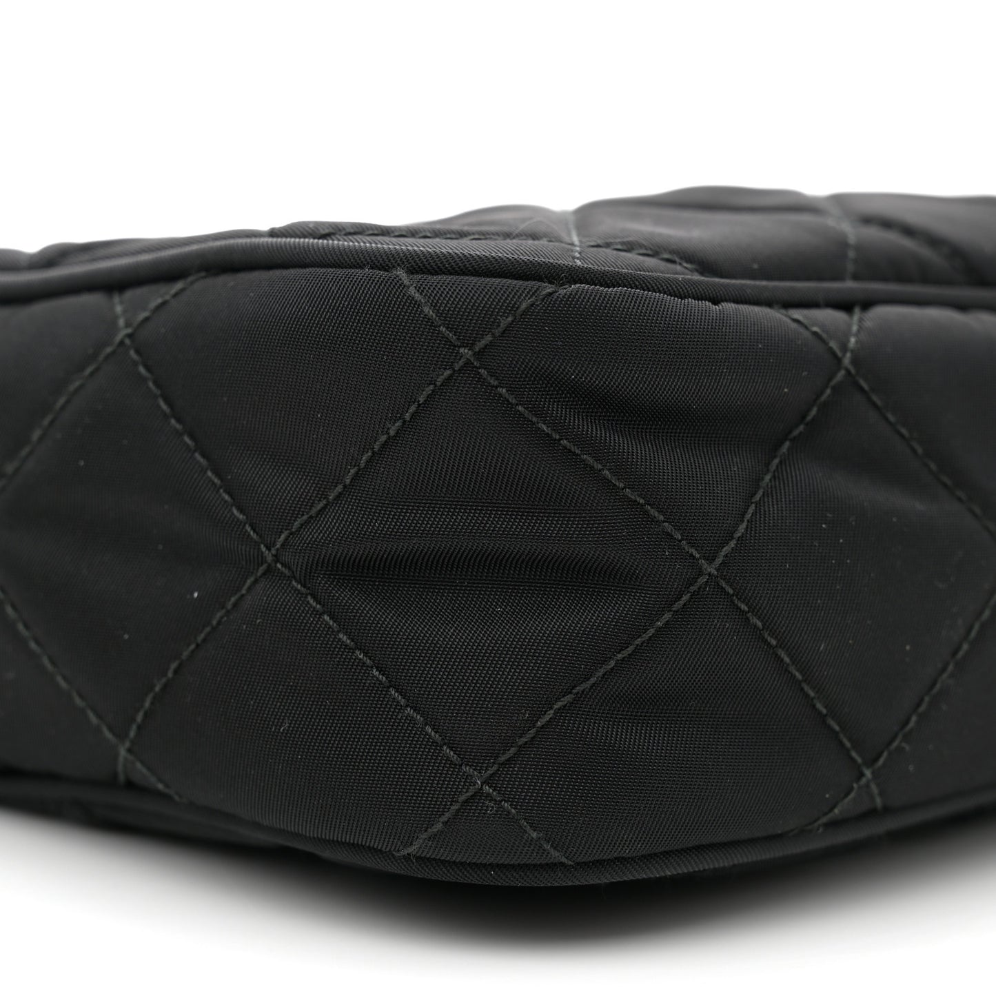 Nylon Tessuto Impuntu Quilted Bandoliera Crossbody Bag Black