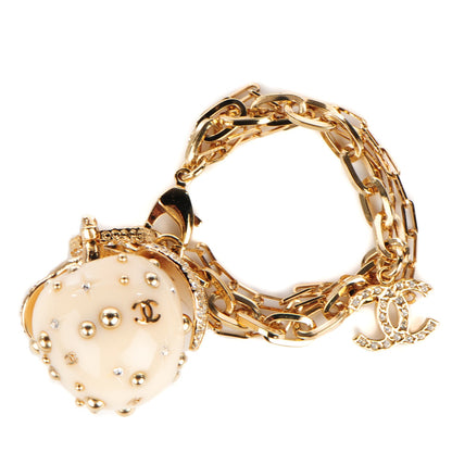 Chanel Crystal Apple Charm Bracelet Gold 1 of 10