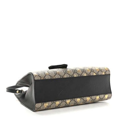 Gucci GG Supreme Monogram Bees Small Padlock Tote Beige Oro Black 4 of 12