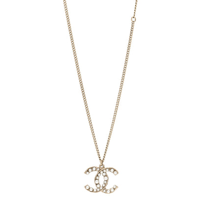 Chanel Pearl CC Pendant Necklace Light Gold 1 of 4