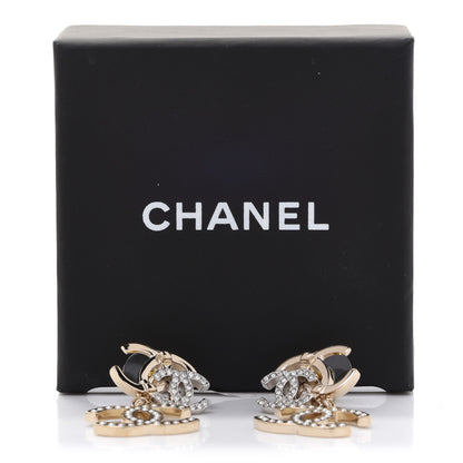 Chanel Crystal Pearl Double CC Drop Earrings Gold Silver 5 of 5
