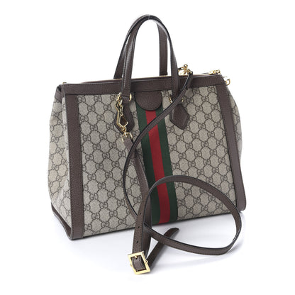 Gucci GG Supreme Monogram Web Medium Ophidia Tote Bag Brown 3 of 10