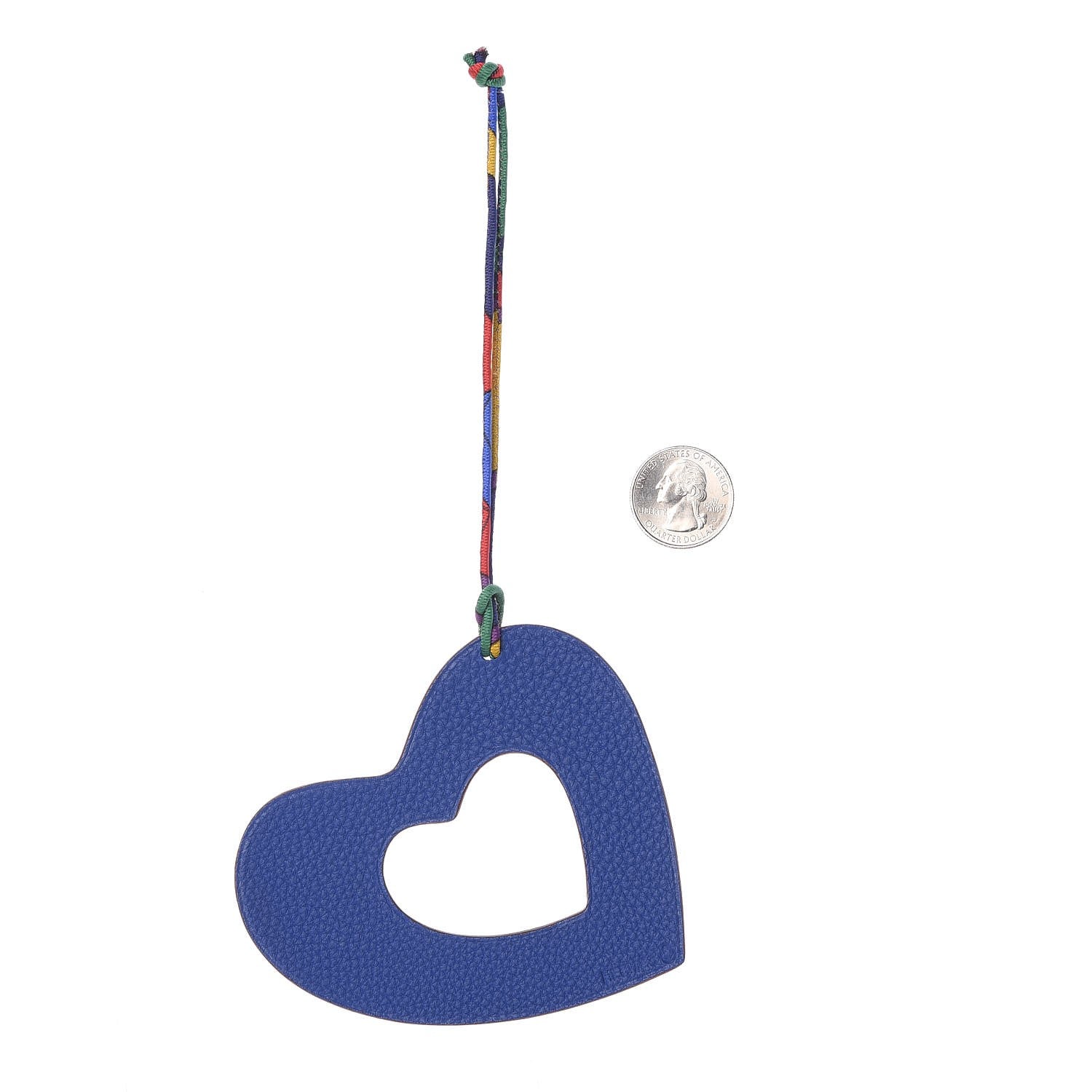 Hermes Togo Epsom Petit H Heart Bag Charm Bleu Electrique Rose Extreme 3 of 4