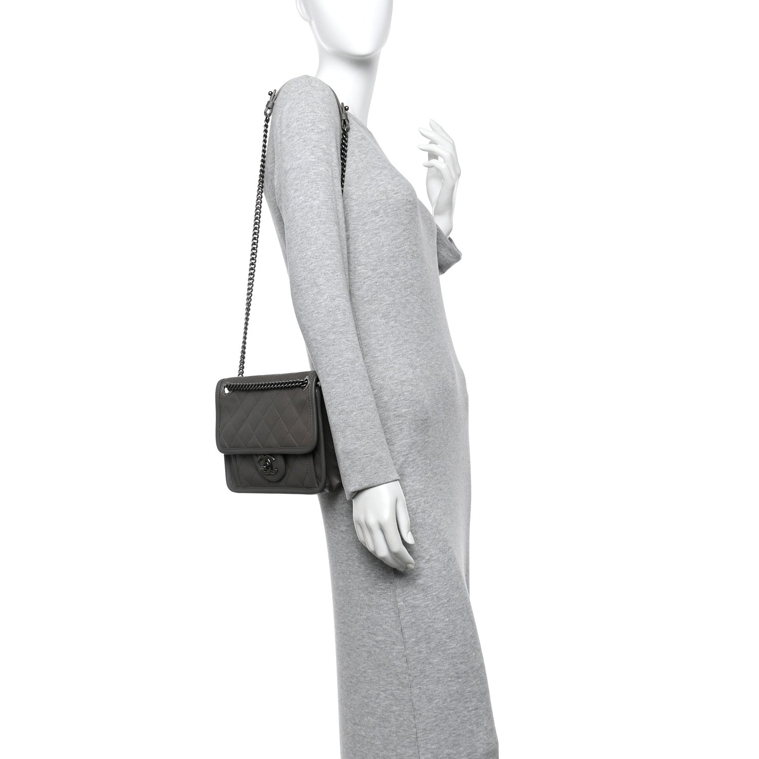 Chanel Calfskin Quilted Mini French Riviera Flap Grey 2 of 11
