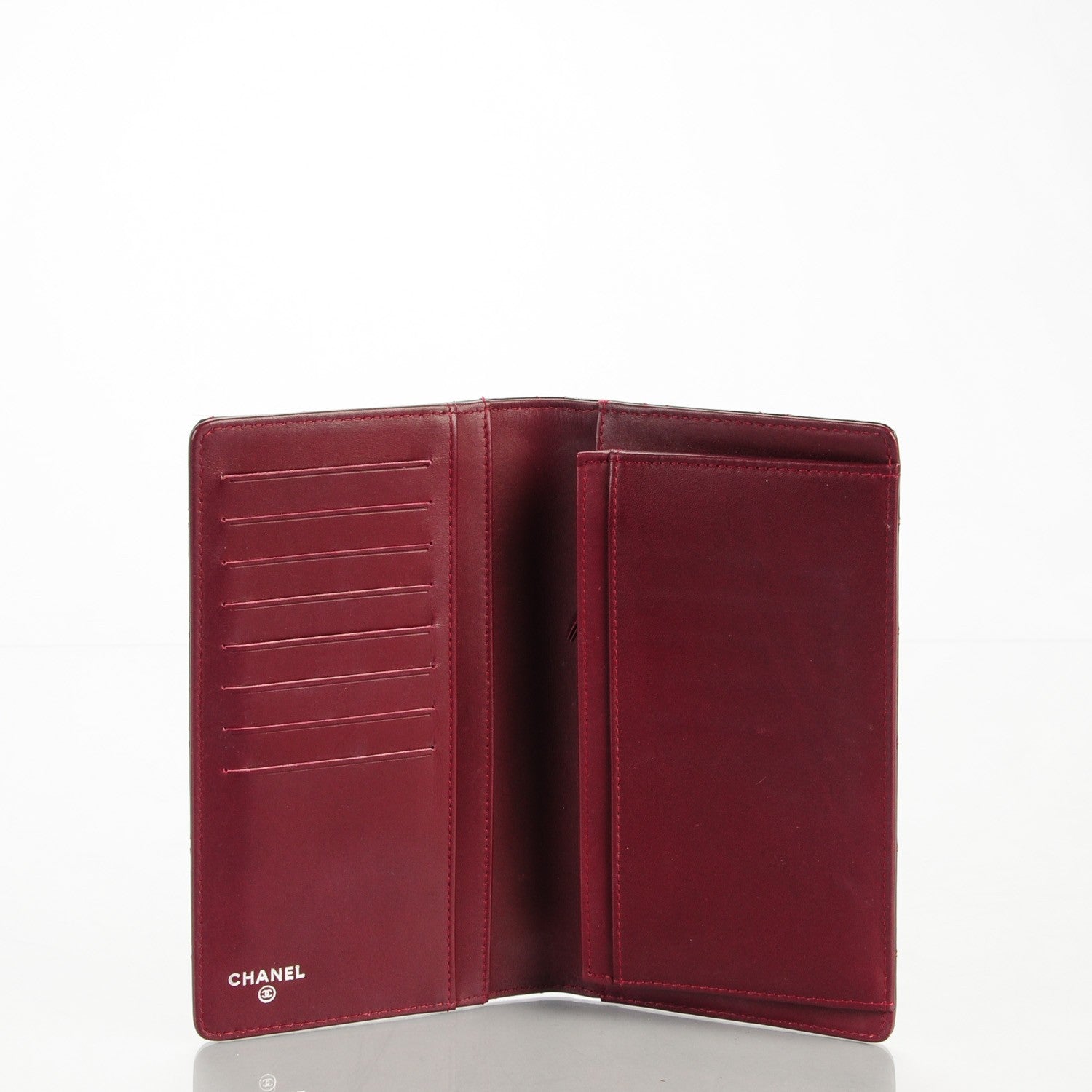 Chanel Patent Quilted Brilliant Yen Wallet Bordeaux 5 of 8