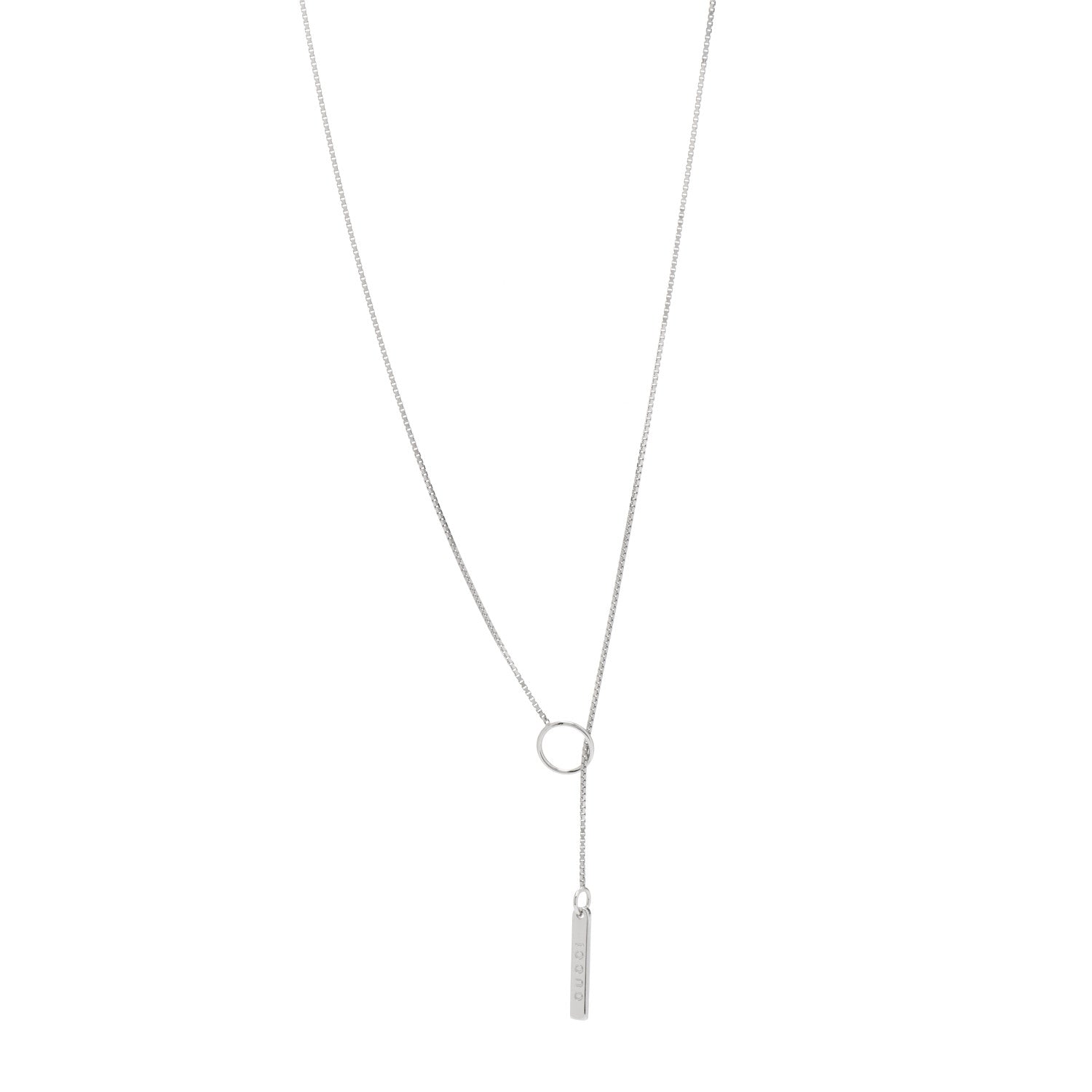 Gucci 18K White Gold 20mm Lariat Necklace 1 of 5