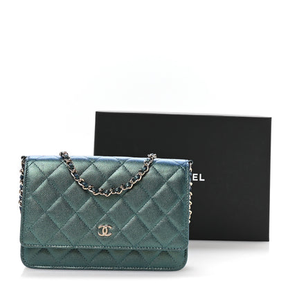 Chanel Iridescent Caviar Quilted Wallet on Chain WOC Dark Blue 12 of 12