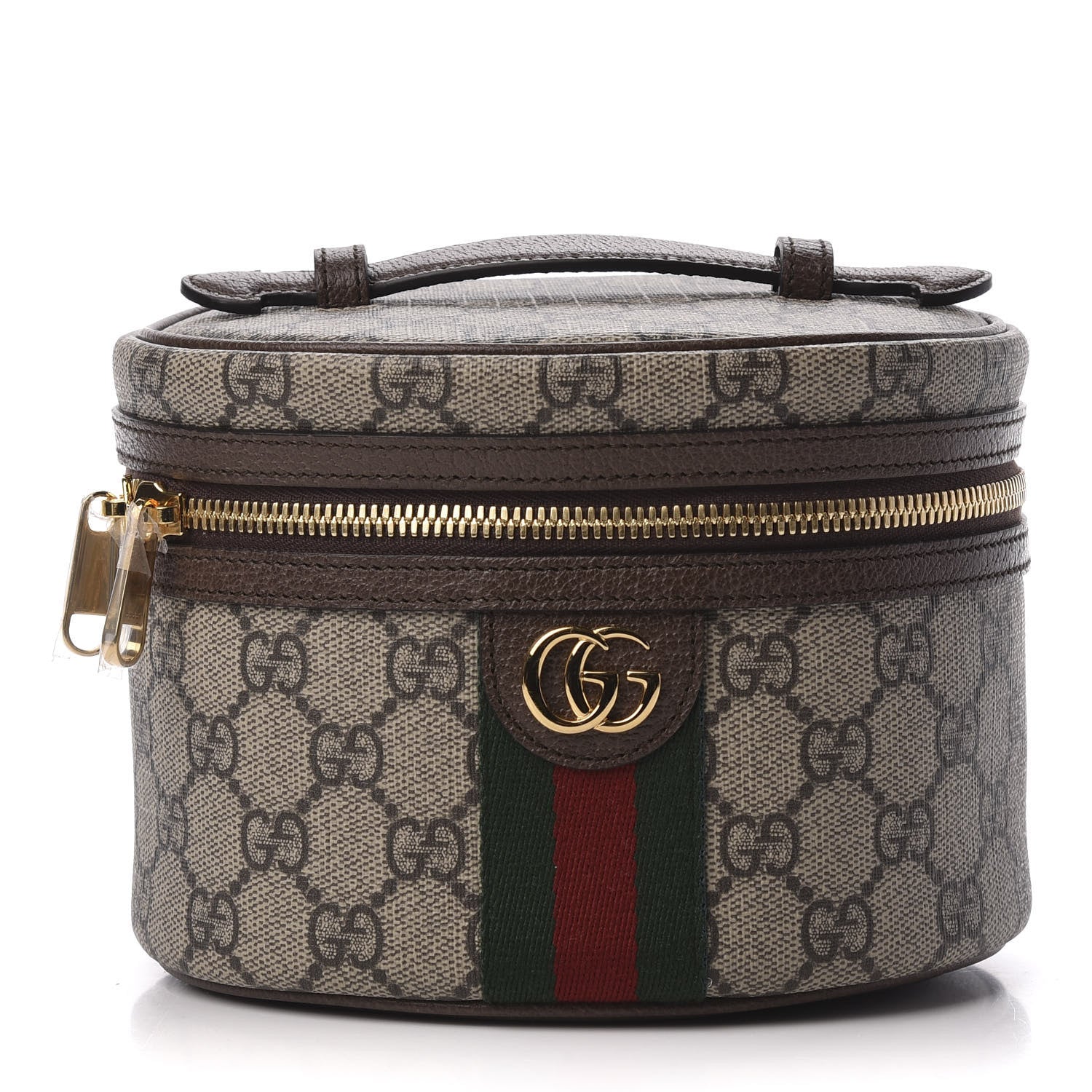 Gucci GG Supreme Monogram Textured Calfskin Web Ophidia Vanity Cosmetic Case Beige Ebony New Acero 1 of 9