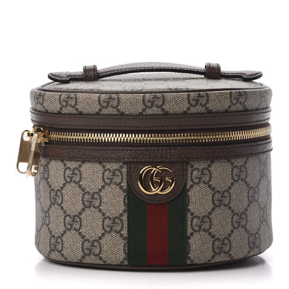 Gucci GG Supreme Monogram Textured Calfskin Web Ophidia Vanity Cosmetic Case Beige Ebony New Acero 1 of 9