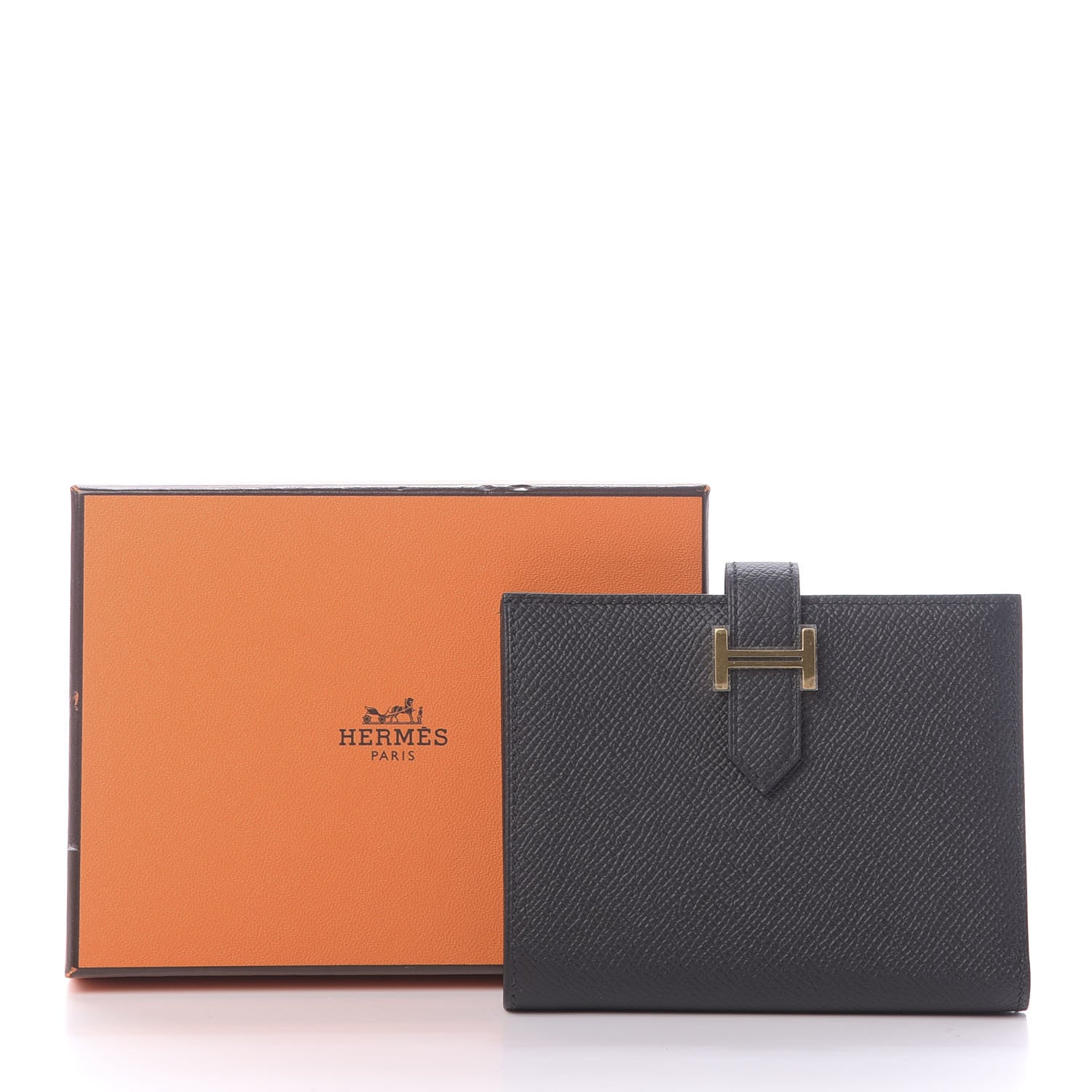 Hermes Epsom Bearn Compact Wallet Black 11 of 11