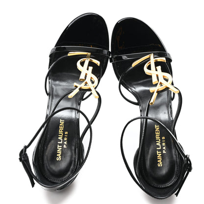 Saint Laurent Patent Cassandra 100 Ankle Strap Sandals 40 Black 2 of 10