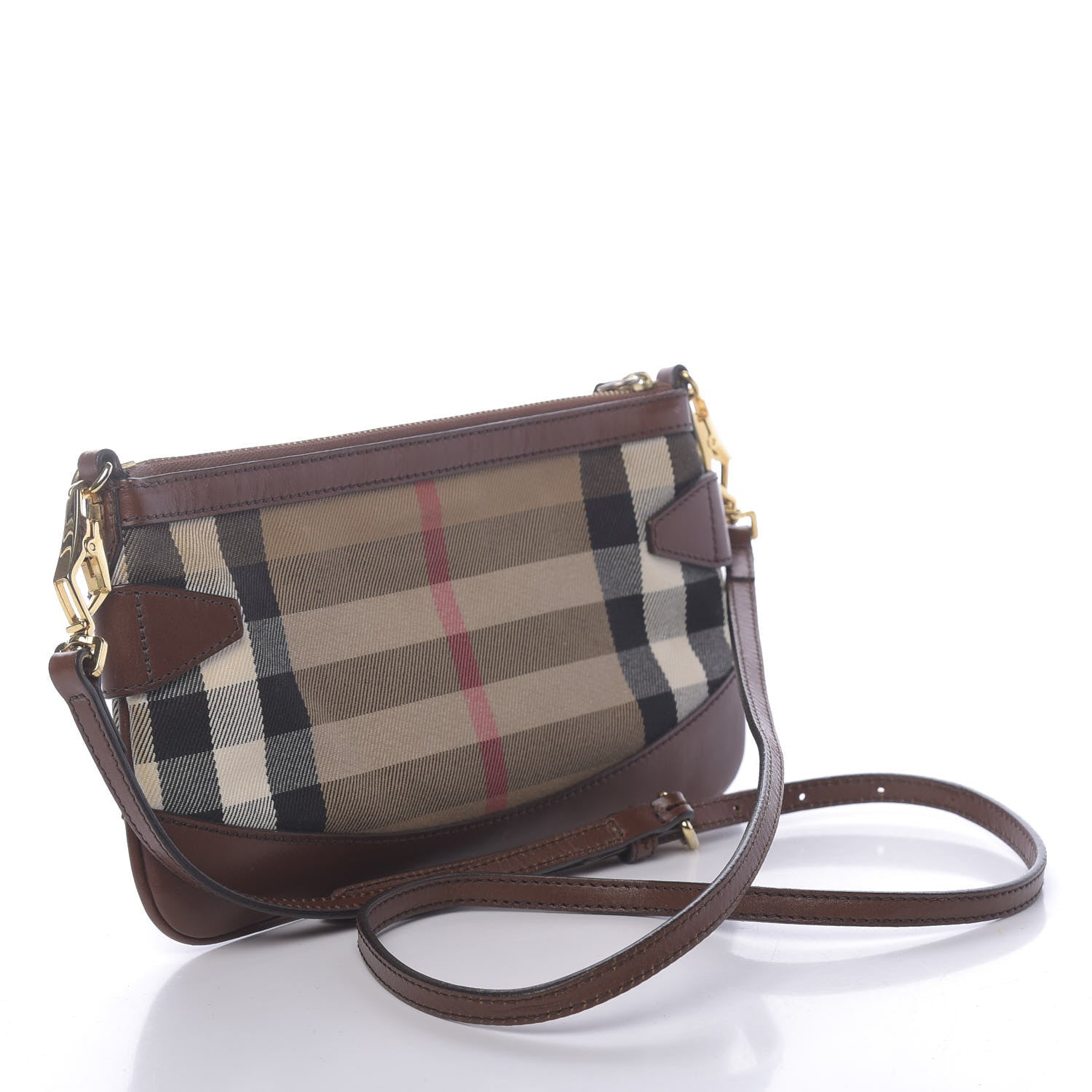 Burberry House Check Bridle Calfskin Peyton Crossbody Tan 3 of 10