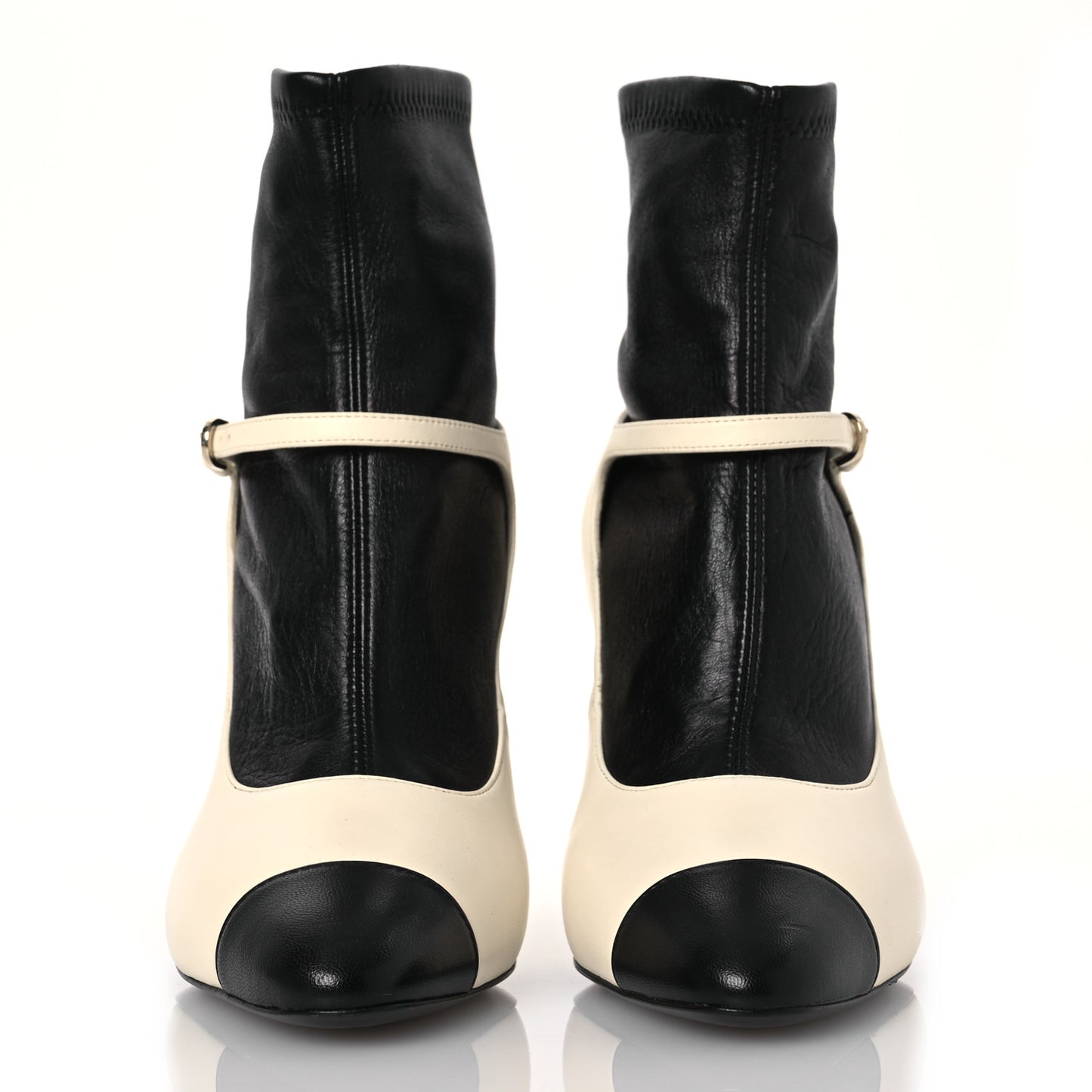 Lambskin Booties 37 Black White