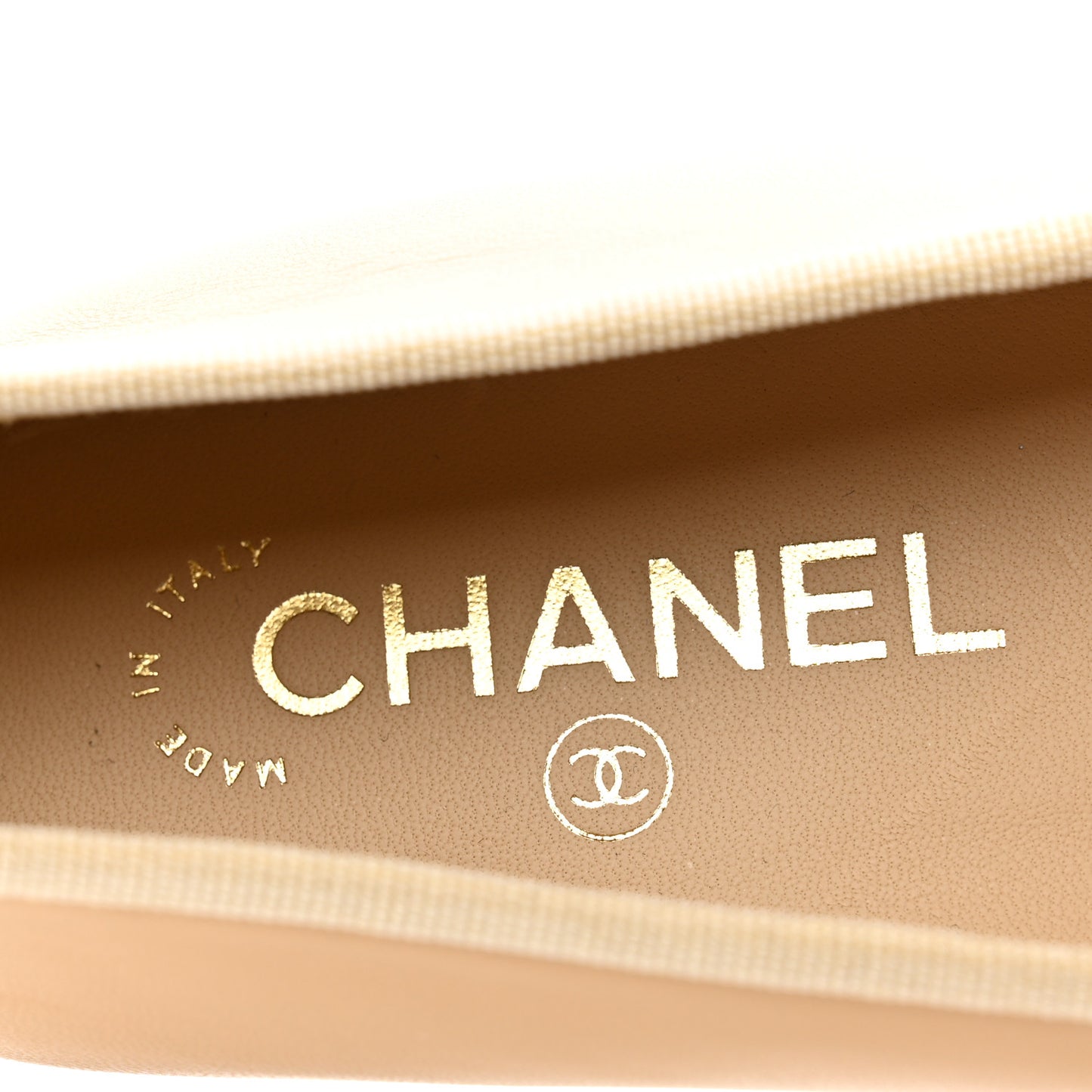 Lambskin Cap Toe CC Ballerina Flats 38.5 Beige Black