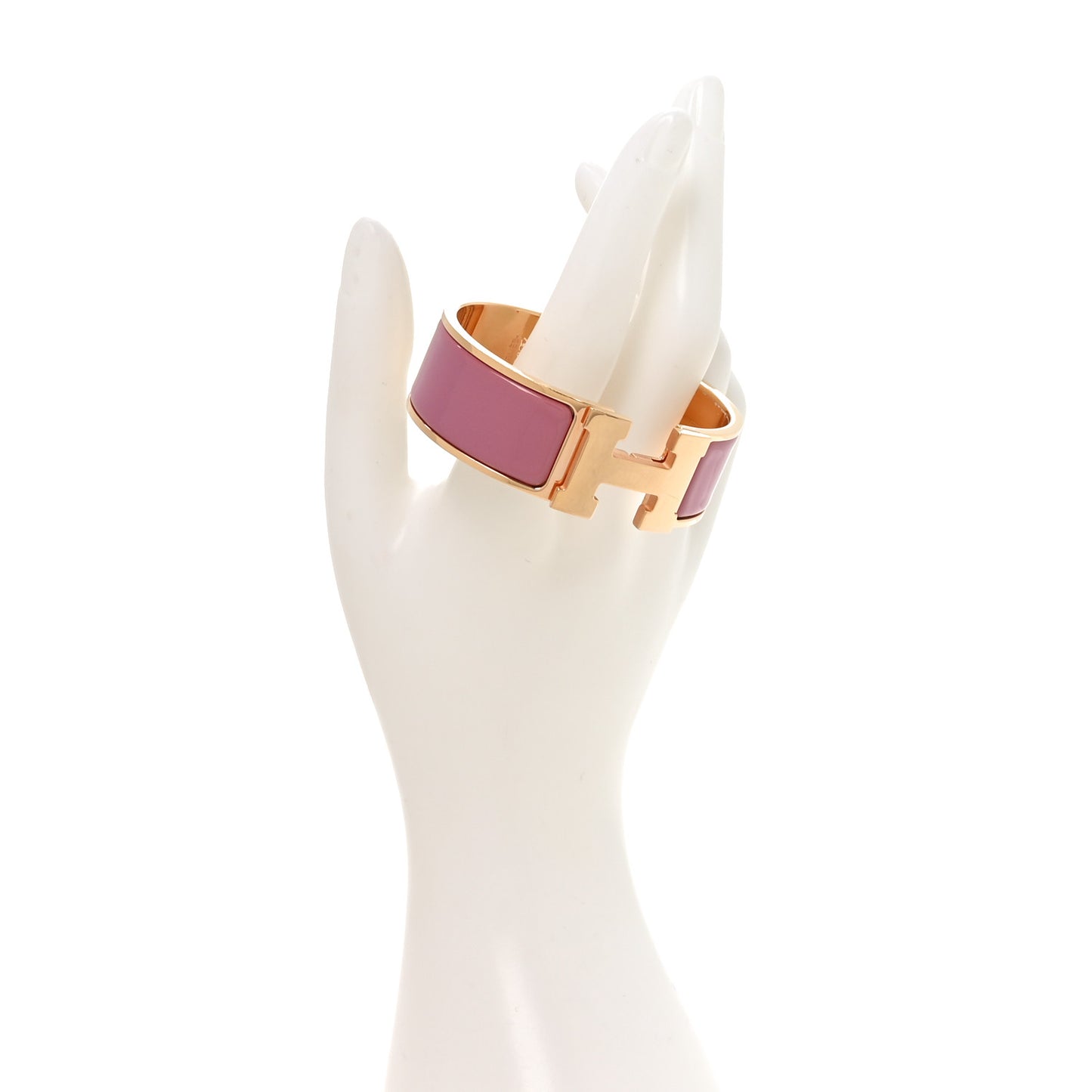 Enamel Wide Clic Clac H Bracelet GM Rose Velours