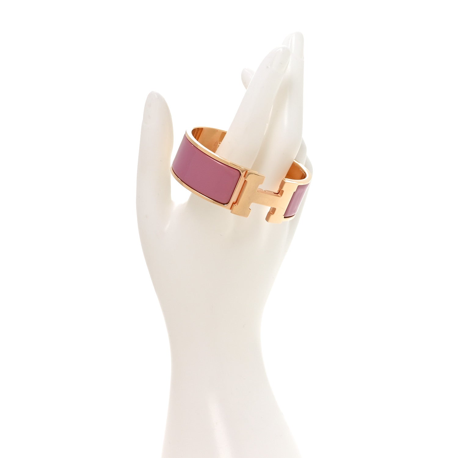 Hermes Enamel Wide Clic Clac H Bracelet GM Rose Velours 2 of 5