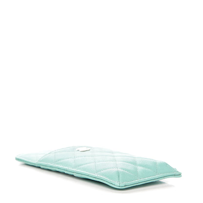 Chanel Caviar Quilted Classic Flat Wallet Pouch Light Blue 3 of 7