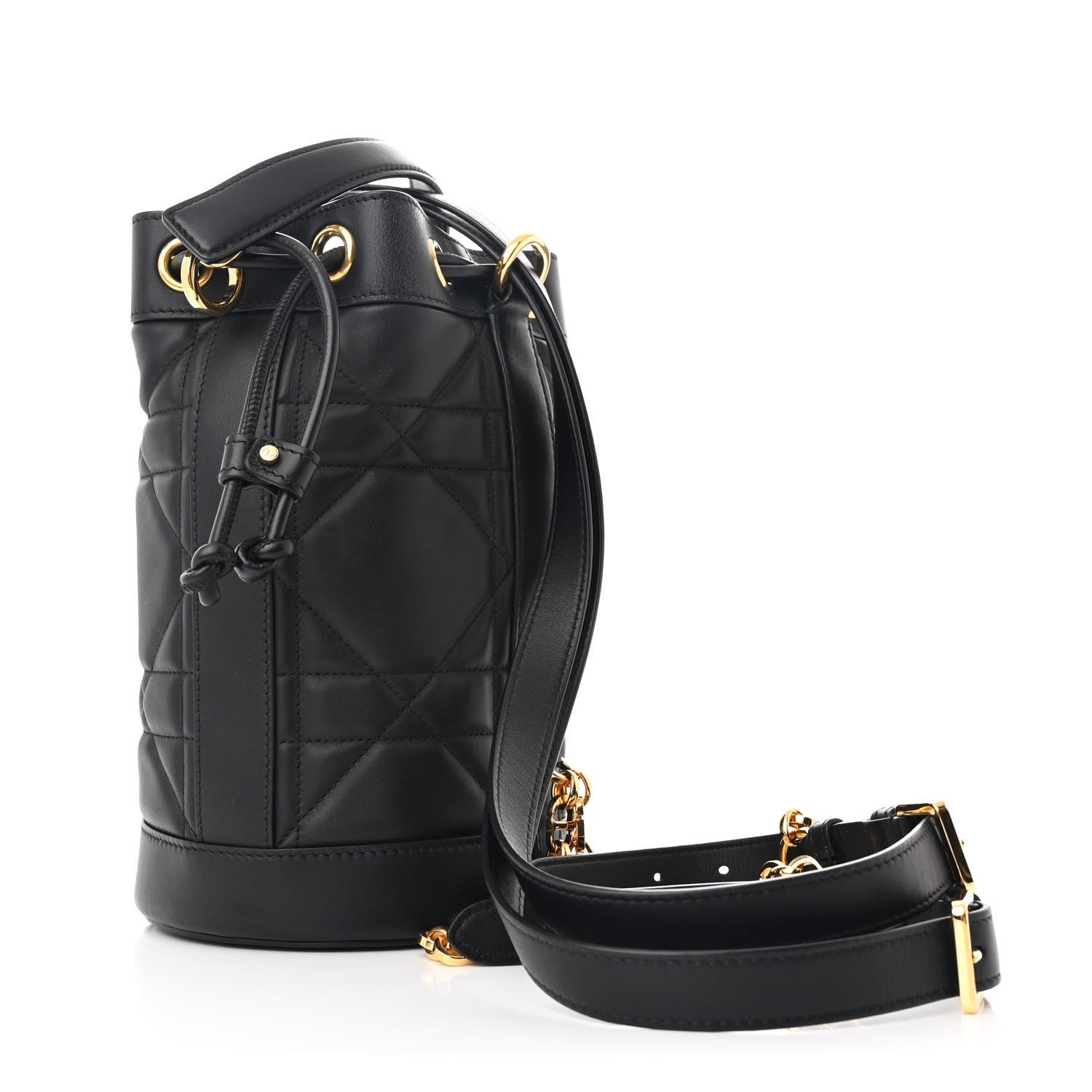 Christian Dior Calfskin Macrocannage Cannage Small Drawstring Backpack Black 3 of 10