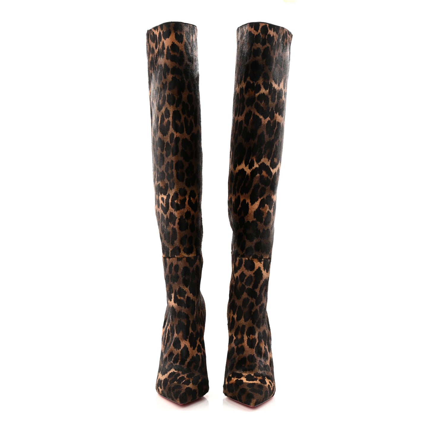 Pony Hair Leopard Print Astrilarge Botta Knee Boots 41 Brown Black