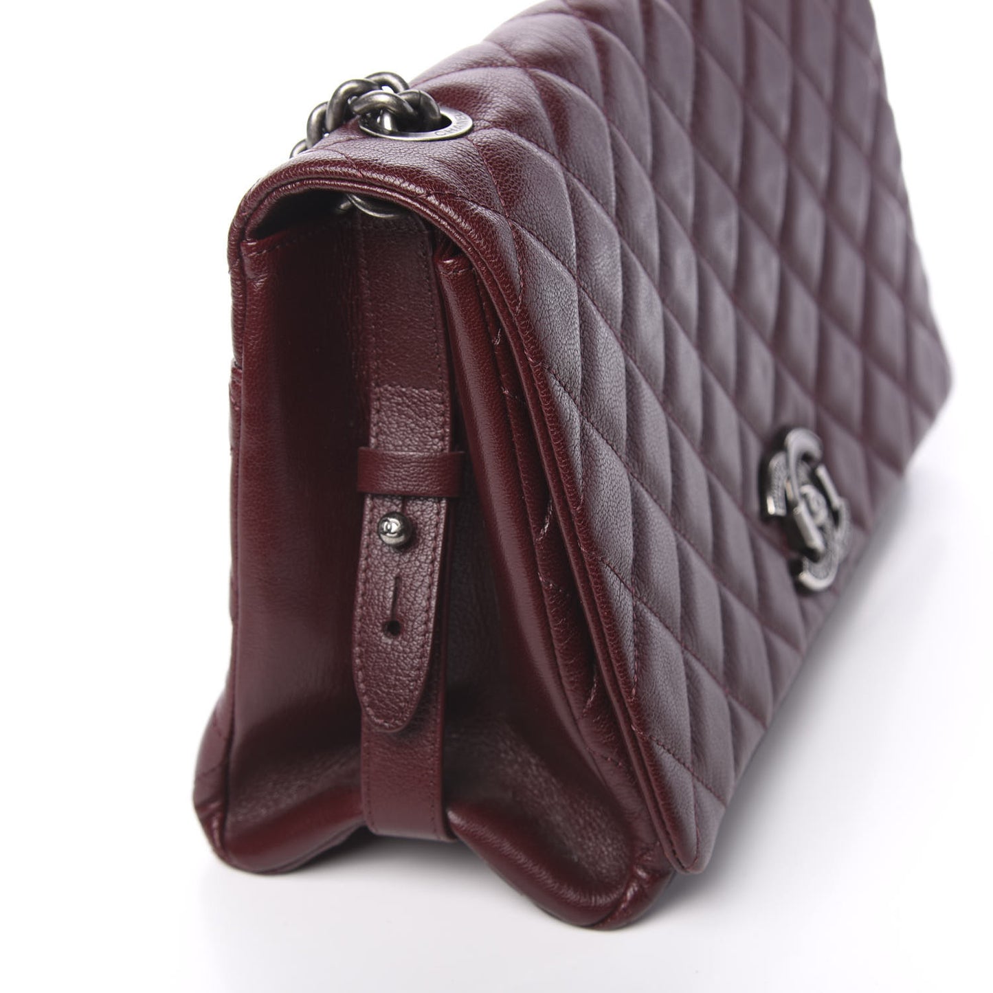 Goatskin Quilted Large City Rock Flap Burgundy
