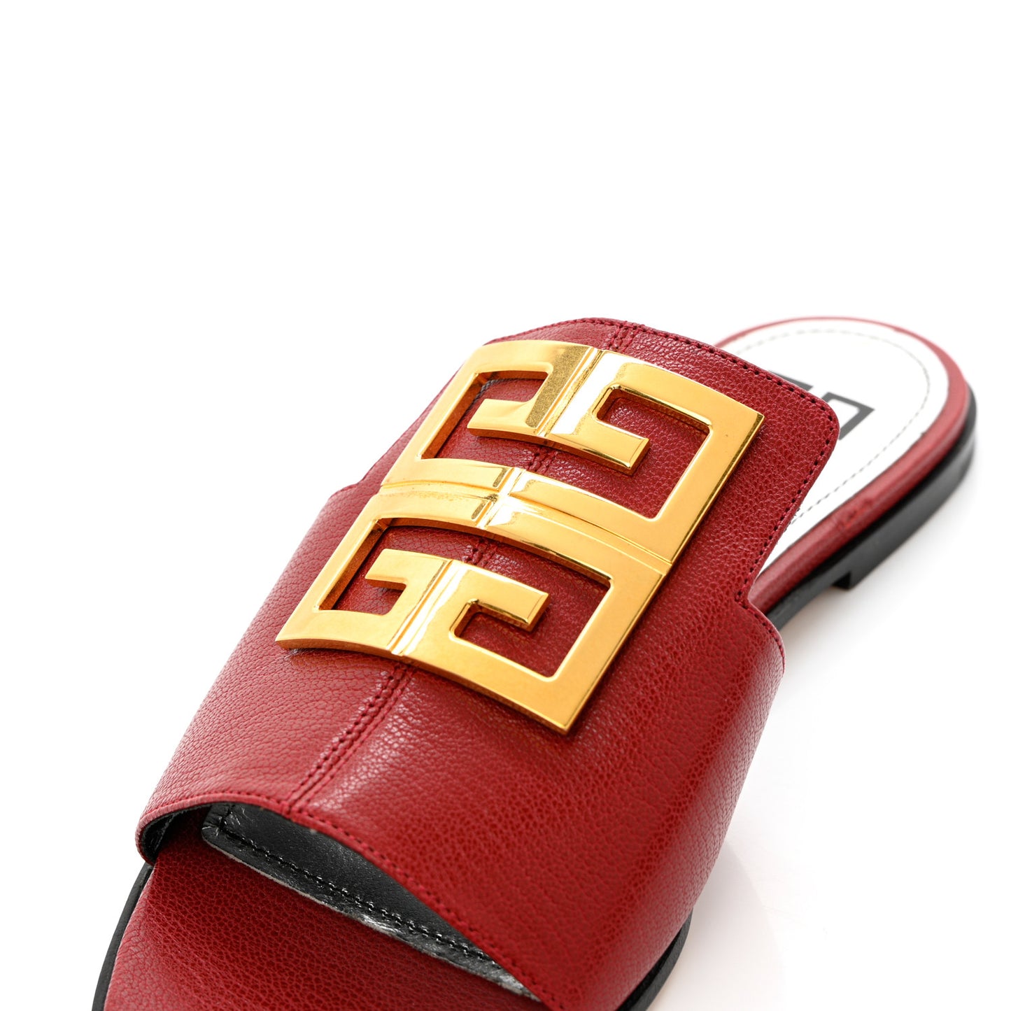 Grained Calfskin 4G Flat Sandals 35 Red Cherry