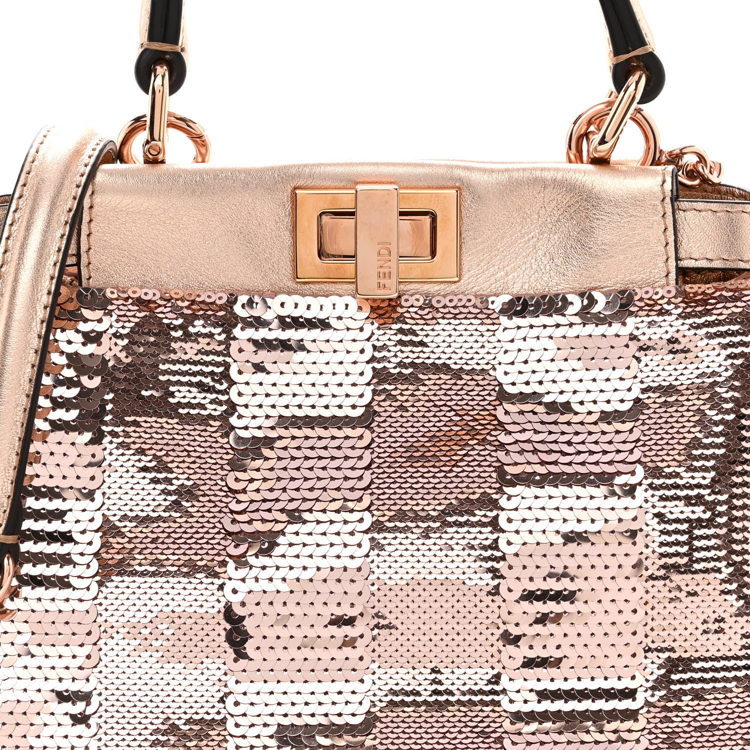 Fendi Sequin Metallic Nappa Pequin XS Peekaboo Iconic Satchel Rame 7 of 9