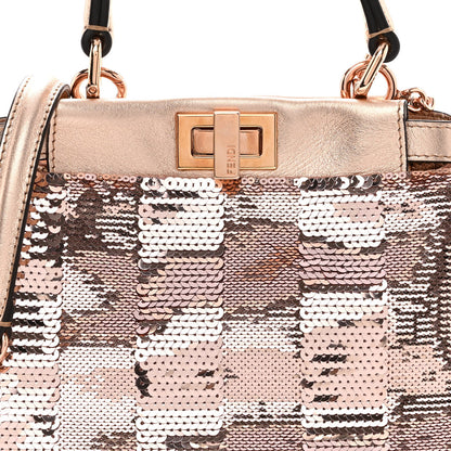 Fendi Sequin Metallic Nappa Pequin XS Peekaboo Iconic Satchel Rame 7 of 9