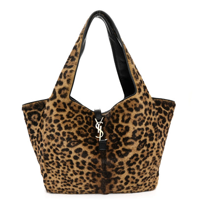 Saint Laurent Pony Hair Nappa Leopard Print Le 5 A 7 Bea Tote Earth Black 1 of 10